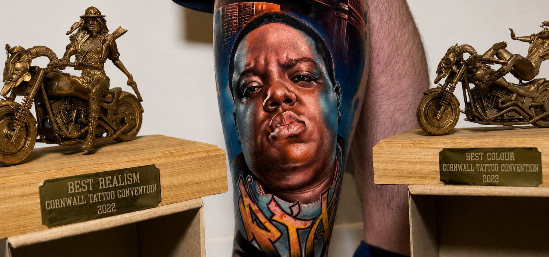 Award-winning Biggie Smalls tattoo by Churchill