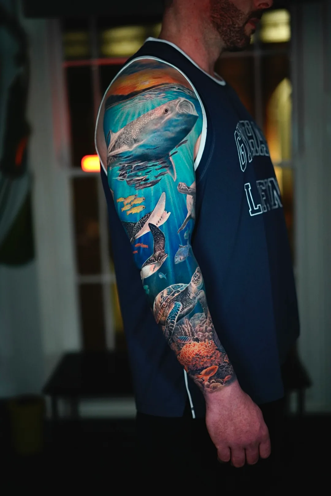 Ocean Wildlife full sleeve tattoo by Churchill