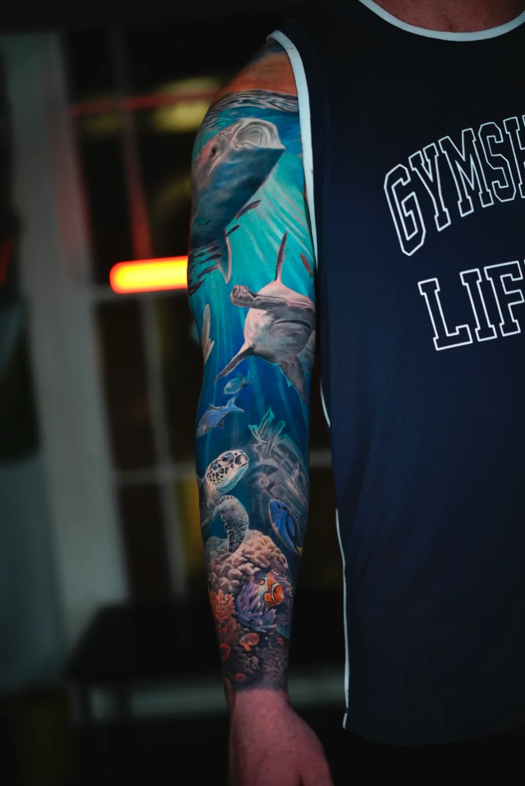 Ocean Wildlife tattoo, detail 2