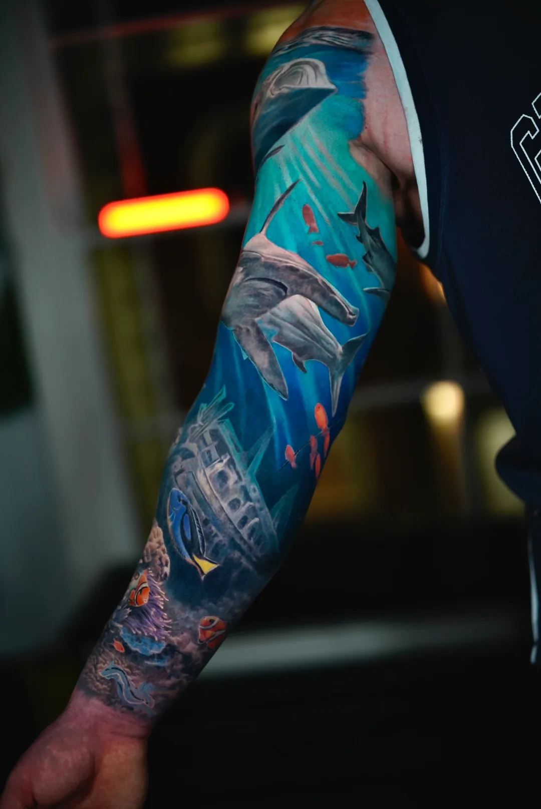 Ocean Wildlife tattoo, detail 3