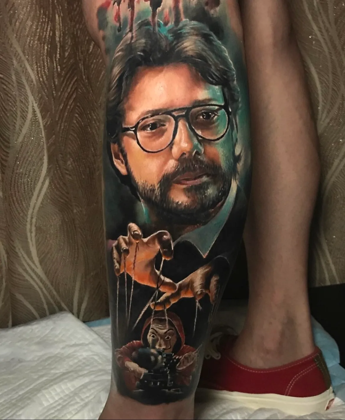Professor & Berlin dual portrait tattoo by Churchill