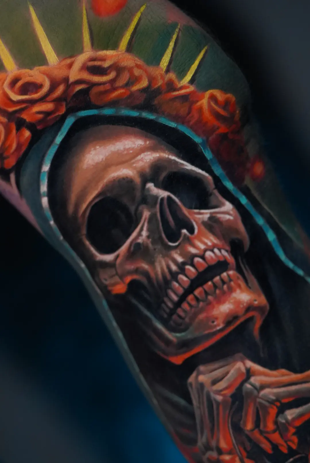 Santa Muerte tattoo, detail 3