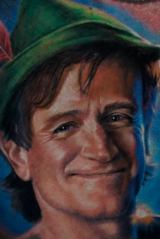 Robin Williams Portrait portrait realism tattoo by Churchill