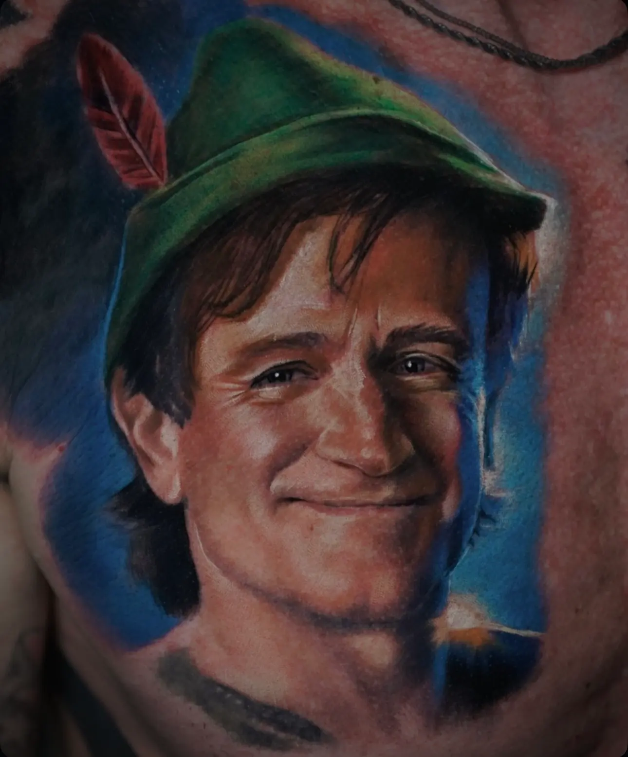 Robin Williams Portrait tattoo, detail 2
