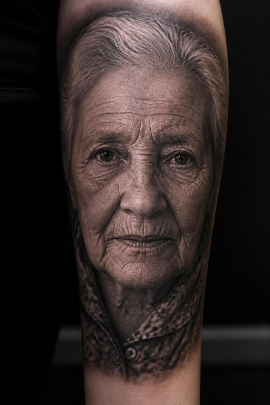Hyperrealism portrait tattoo